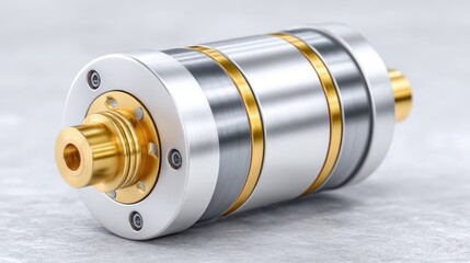 Stylish metal cylinder with gold and silver finishing details