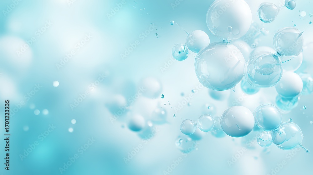 Aufkleber abstract blue background featu a cluster of glossy spheres creating a visually captivating and ether
