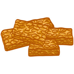 Fried Tempeh Tempe Goreng Illustration Vector
