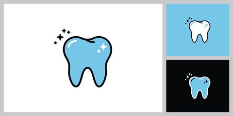 Sparkling clean tooth cartoon vector icon. Symbol of dental care and oral hygiene