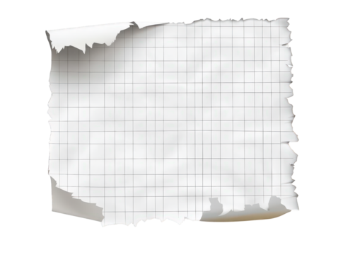 Torn piece of paper with a grid pattern