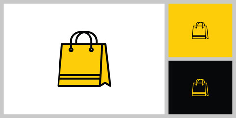 Yellow shopping bag vector icon in cartoon style. Symbol for retail, sale, and e-commerce