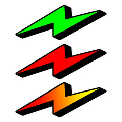 Colorful lightning bolt icons in red, green, and yellow