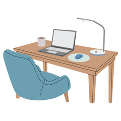 Remote Work Lifestyle with Laptop Home Office Workspace and Modern Online Business Productivity Concept