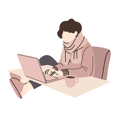 Remote Work Lifestyle with Laptop Home Office Workspace and Modern Online Business Productivity Concept