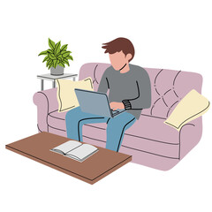 Remote Work Lifestyle with Laptop Home Office Workspace and Modern Online Business Productivity Concept