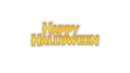 Spooky Happy Halloween thematic lettering with a glowing orange dripping effect. Isolated design element on a transparent background for posters, flyers, and holiday decorations. Alpha channel.