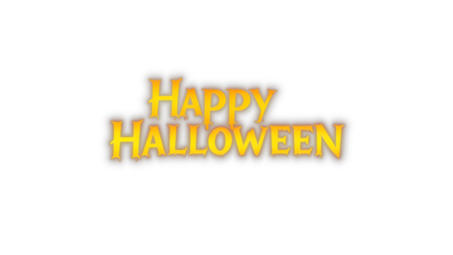 Spooky Happy Halloween thematic lettering with a glowing orange dripping effect. Isolated design element on a transparent background for posters, flyers, and holiday decorations. Alpha channel.