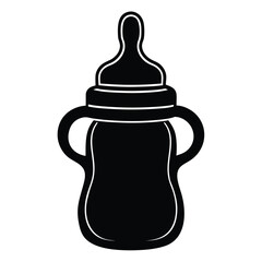 Simple vector silhouette of a baby bottle with a clean white background for design projects
