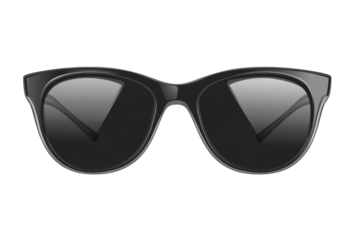 Pair of sunglasses with a black frame and a black lens