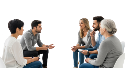 Diverse Group of Adults Engaged in Discussion detailed illustration concept inspired by Diverse Group