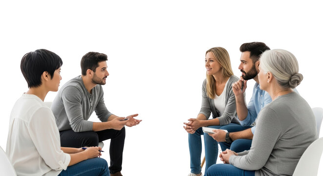 Diverse Group of Adults Engaged in Discussion detailed illustration concept inspired by Diverse Group