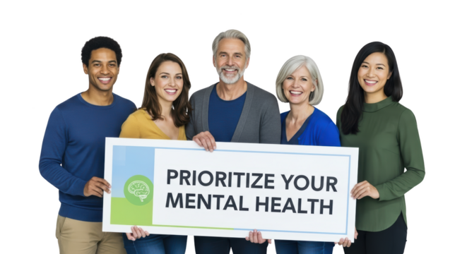 Diverse Group Promoting Mental Health Awareness unique creative artwork concept based on Diverse Group