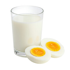 Healthy breakfast milk and boiled eggs for energy and nutrition transparent background