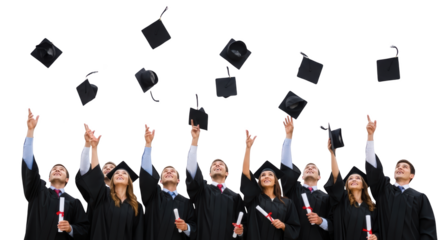 Happy Graduates Throwing Caps in the Air Celebrating Achievement abstract illustration design inspired by