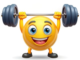 Smiling Emoji Character Lifting Heavy Weights Exercise Fitness
