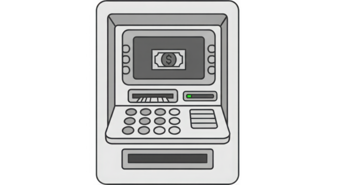 Automated teller machine atm financial service device for cash withdrawal and deposits bank technology concept transparent background