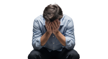 Man in despair with hands unique creative artwork concept based on Man in despair