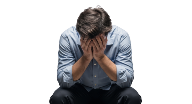 Man in despair with hands unique creative artwork concept based on Man in despair