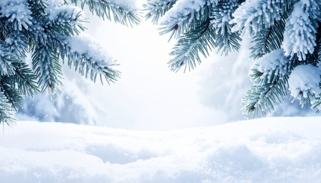 Snowy Christmas Tree Branches Background