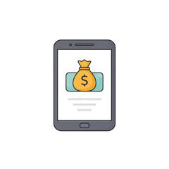 Smartphone app icon showing money bag on screen isolated on transparent background