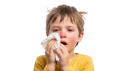Sick Child Blowing Nose with Tissue modern design composition influenced by Sick Child Blowing