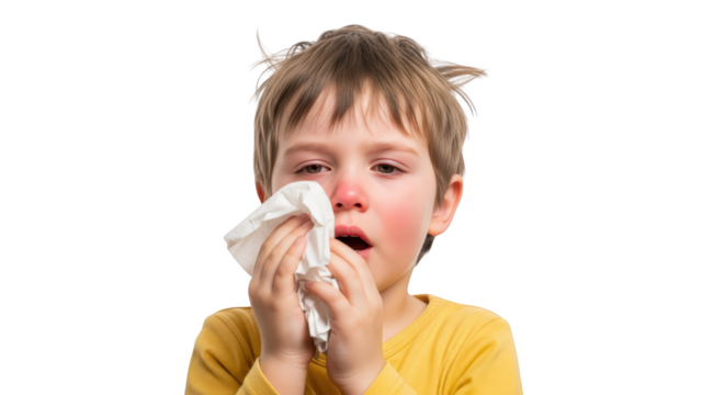 Sick Child Blowing Nose with Tissue modern design composition influenced by Sick Child Blowing