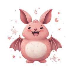 Obraz premium Cute and Playful Pink Cartoon Bat Character with Adorable Features