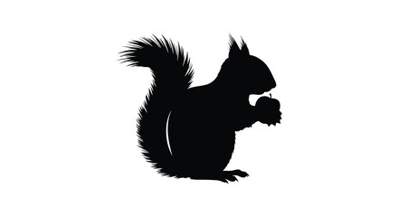 a squirrel silhouette holding an acorn in its paws