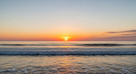Obraz premium Sunset ocean waves beach sky horizon sunlight water sea nature dusk dawn calm