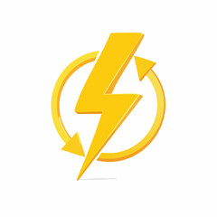 Circular arrow refresh icon with a yellow lightning bolt symbolizing renewable energy