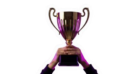 Winning Golden Trophy in Hands Achievement Success detailed illustration concept inspired by Winning Golden