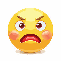 Fototapeta premium Angry Emoticon Yellow Round Face with Frowning Mouth and Red Cheeks