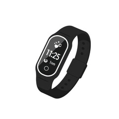 Black fitness tracker smartwatch isolated on transparent background