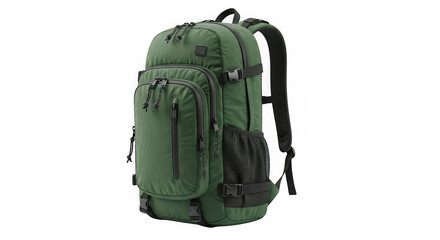 Naklejka premium Durable green tactical backpack for outdoor adventures and everyday carry with multiple compartments and straps transparent background
