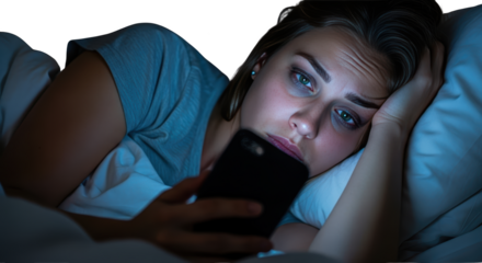 Woman Using Phone in Bed abstract illustration design inspired by Woman Using Phone in