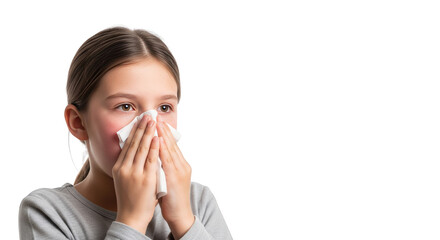 Young Girl Blowing Her Nose with Tissue modern design composition influenced by Young Girl