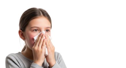 Young Girl Blowing Her Nose with Tissue modern design composition influenced by Young Girl