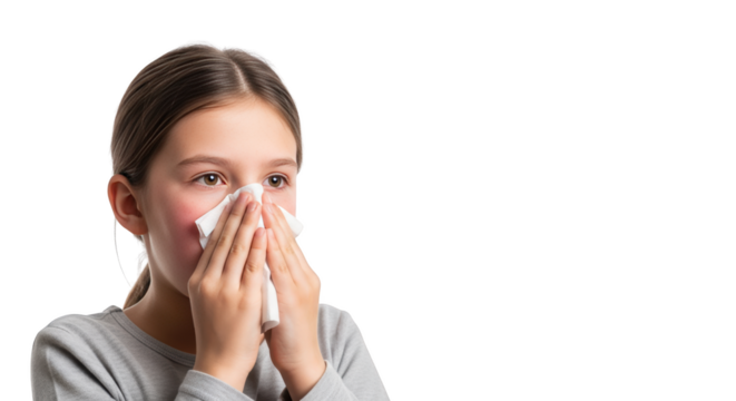 Young Girl Blowing Her Nose with Tissue modern design composition influenced by Young Girl