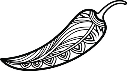 Single realistic chili pepper illustration. Fresh red chili pepper isolated artwork. Realistic spicy chili food design. Chili pepper vegetable cooking ingredient. Hot red chili realistic illustration