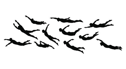 divers in action swimming underwater gracefully