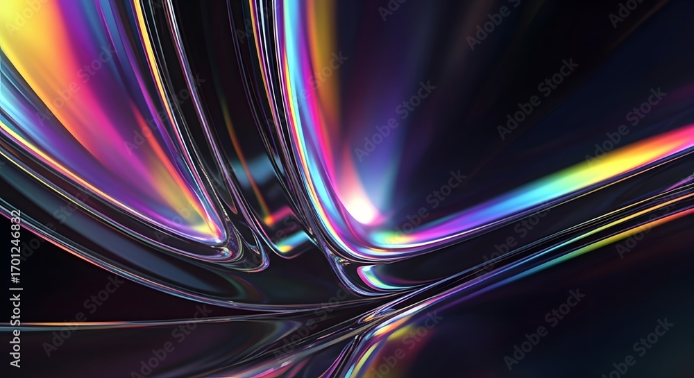 Poster dynamic abstract background with flowing lines of iridescent light. futuristic concept of data strea