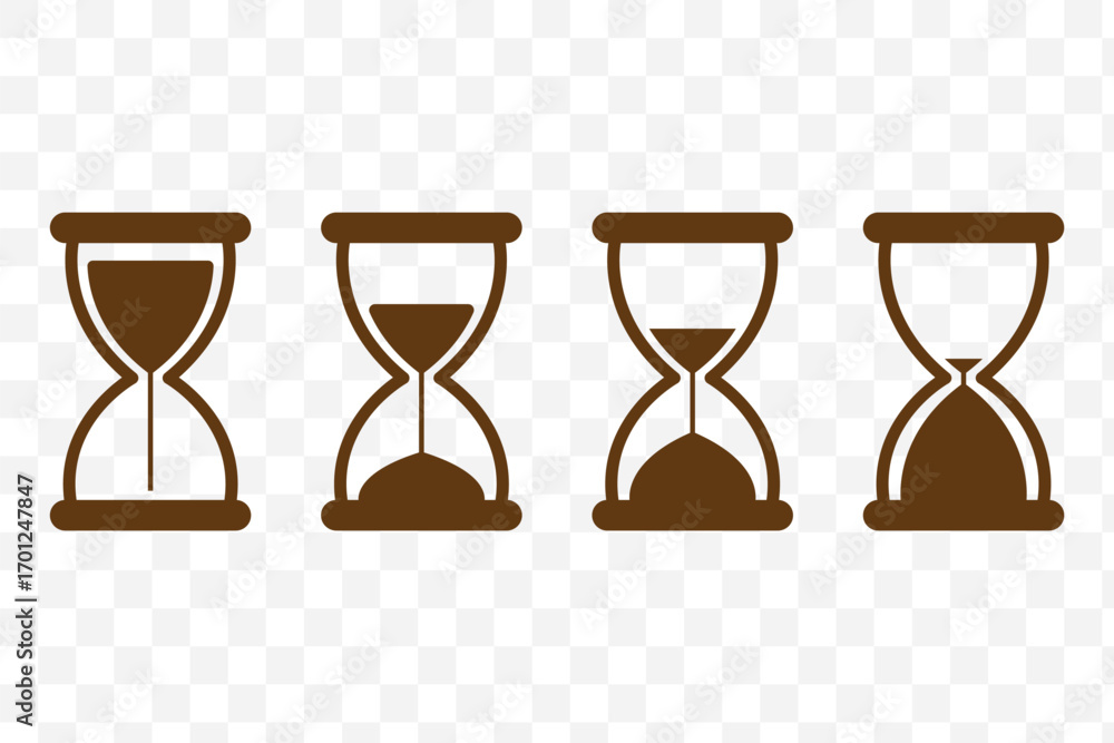 Poster hourglass icon set representing time management and countdown concept
