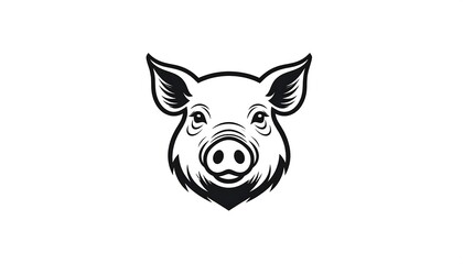 Black and white pig's head graphic