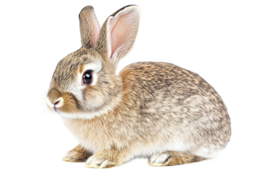 Small rabbit is sitting on transparent background