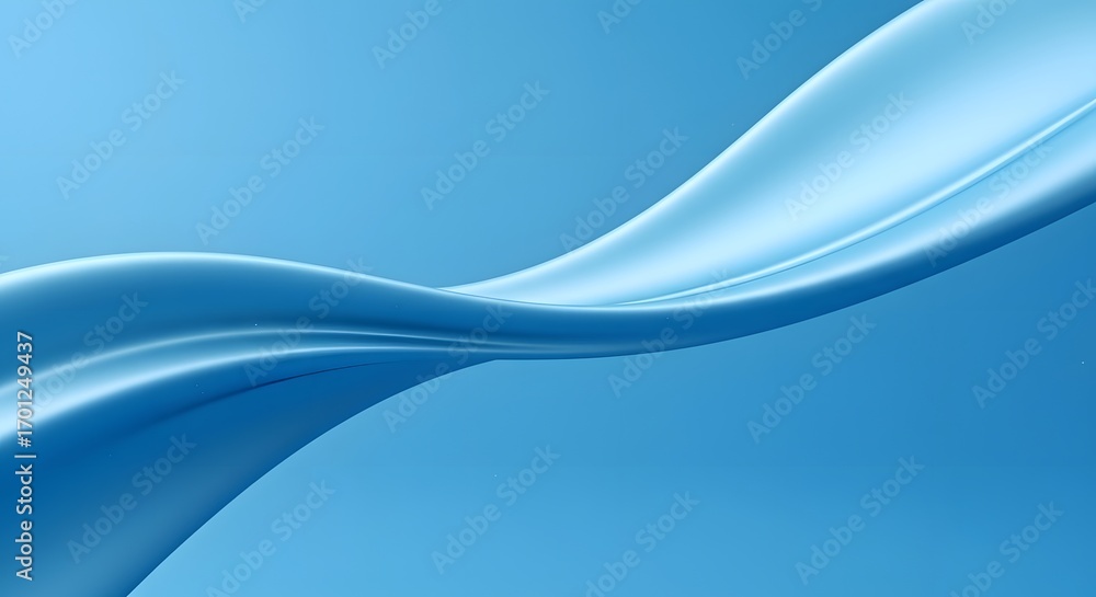 Poster clean abstract background with a single flowing blue ribbon. a simple and modern design for corporat