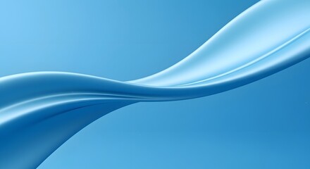 Obraz premium Clean abstract background with a single flowing blue ribbon. A simple and modern design for corporate slides. A smooth satin wave creating an elegant and minimal composition.