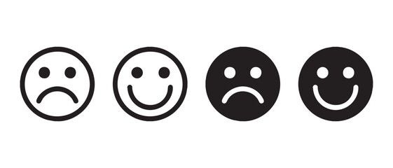 happy and sad expressions. isolated on white background.