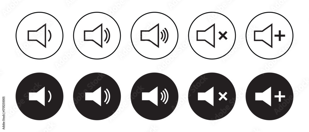 Poster sound volume icon set. isolated on white background in different styles.