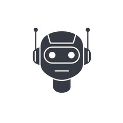 Simple robot head icon illustration isolated on transparent background